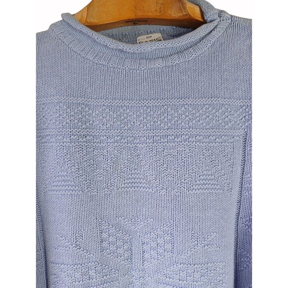 Basic Editions Vintage Light Blue Knit Pullover Sweater Snowflake Pattern Size L - Picture 3 of 15